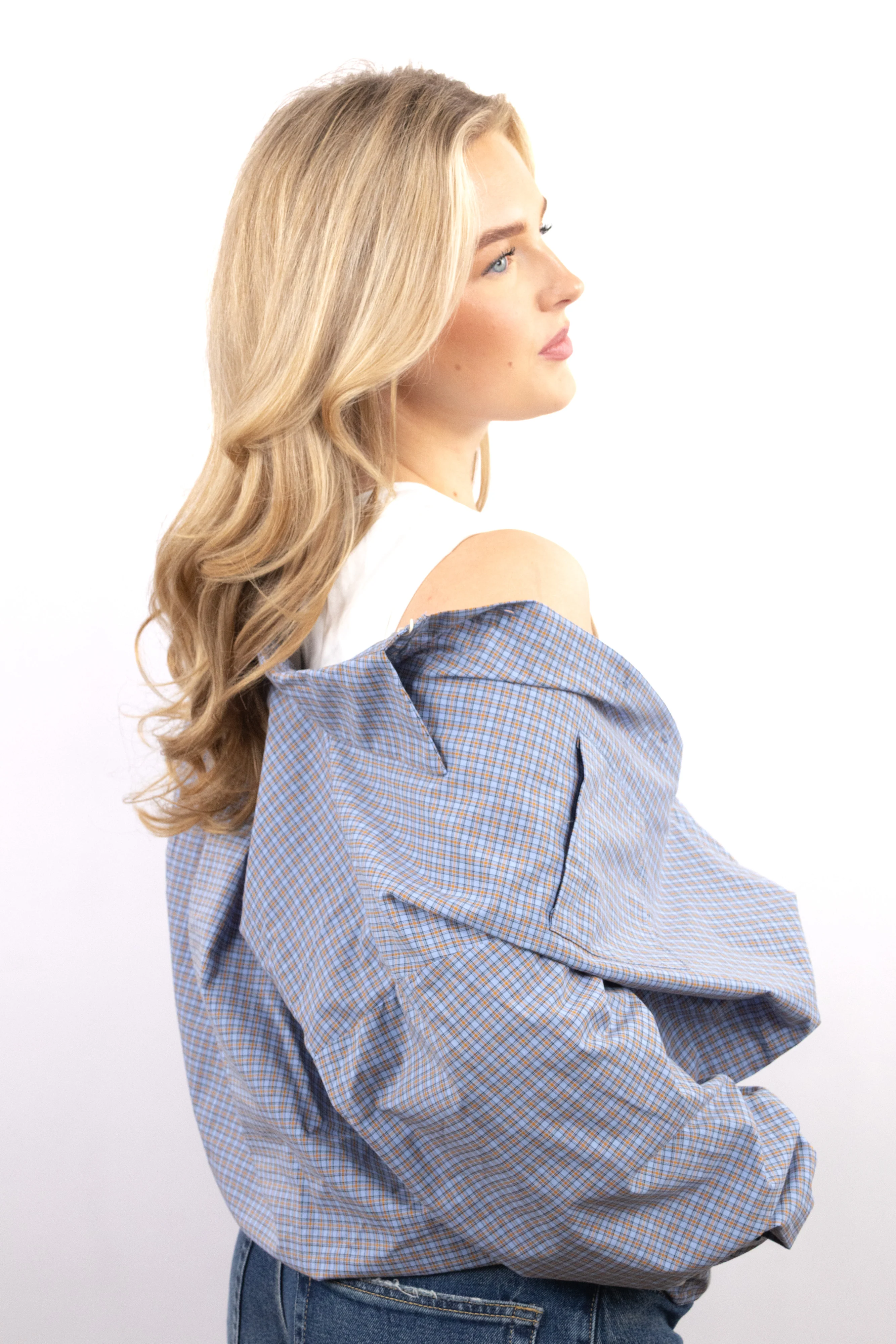 Cropped Checkered Shirt - Image 5
