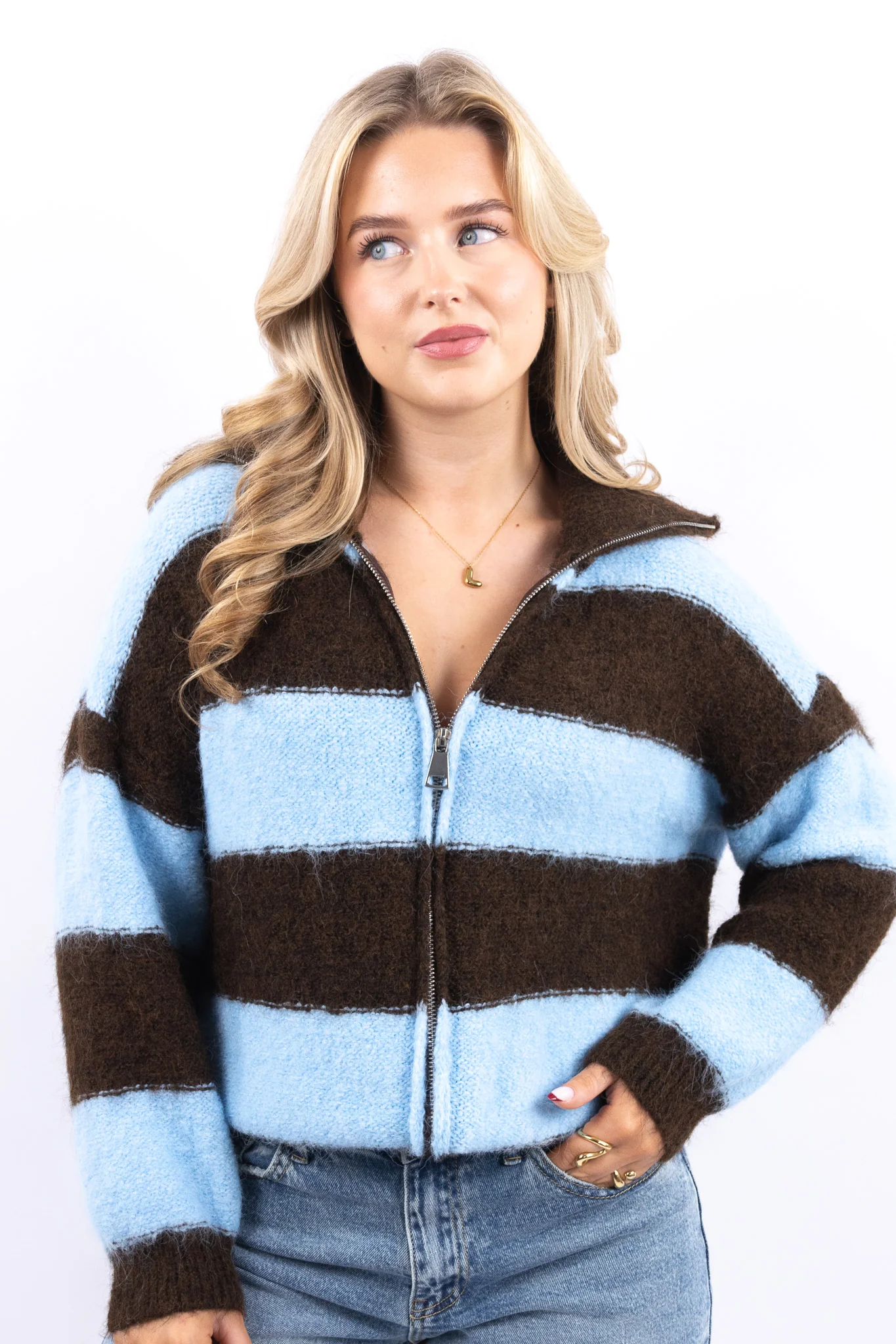 Fluffy Zip Up Sweater - Image 4