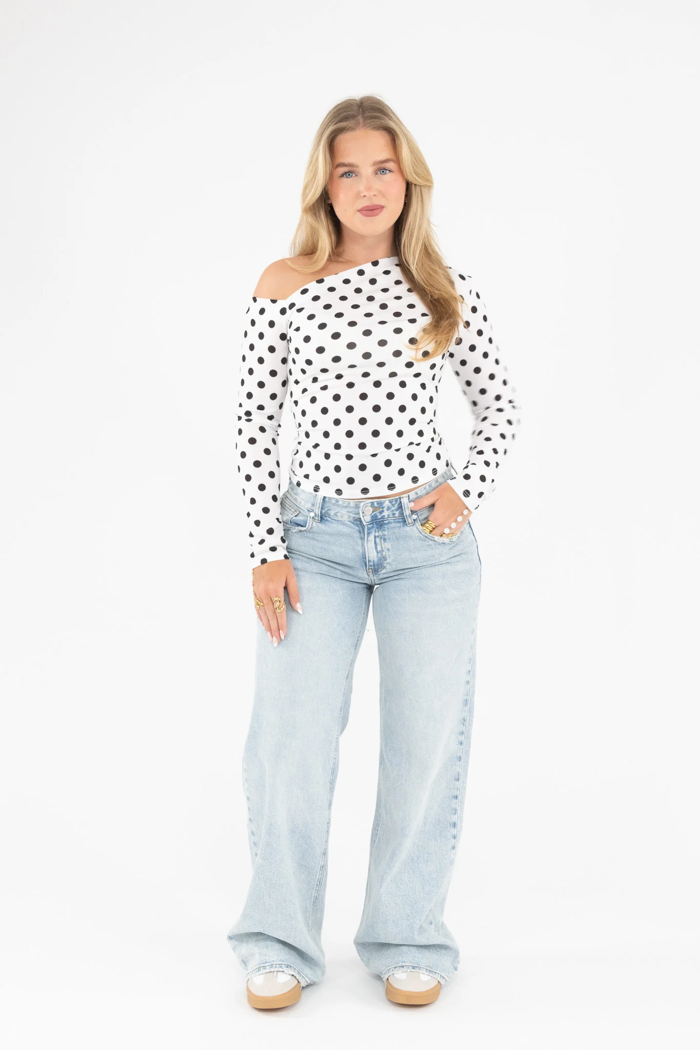 Polka Dot Off Shoulder Top - Image 4