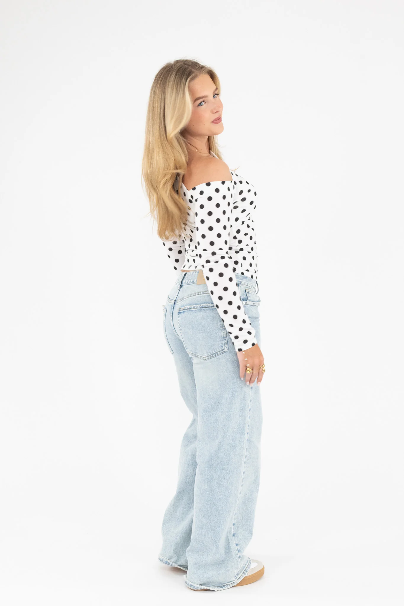 Polka Dot Off Shoulder Top - Image 5