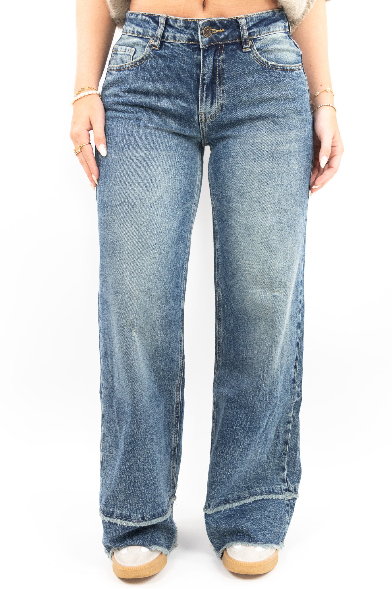 Raw Edge Wide Jeans - Image 4